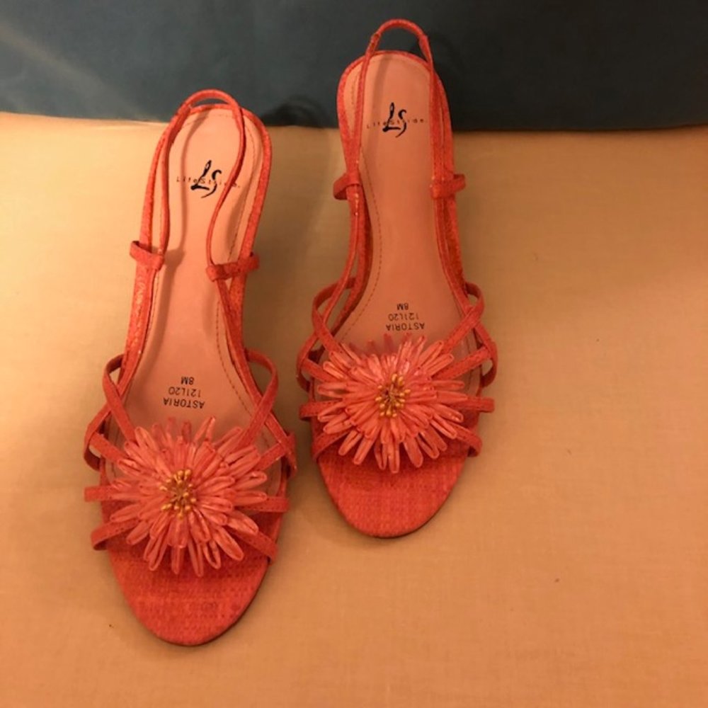 Pretty in Coral, Slingback Floral Sandal